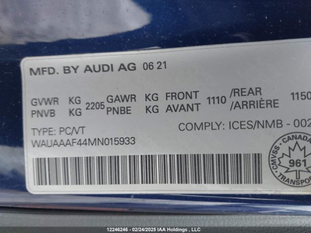 WAUAAAF44MN015933 2021 AUDI
