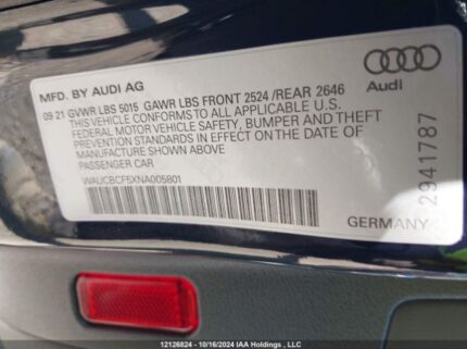 WAUCBCF5XNA005801 2022 AUDI