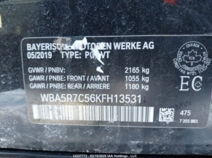 WBA5R7C56KFH13531 2019 BMW