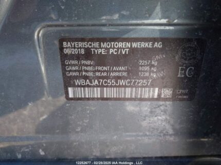 WBAJA7C55JWC77257 2018 BMW