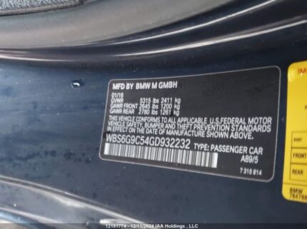 WBS6G9C54GD932232 2016 BMW