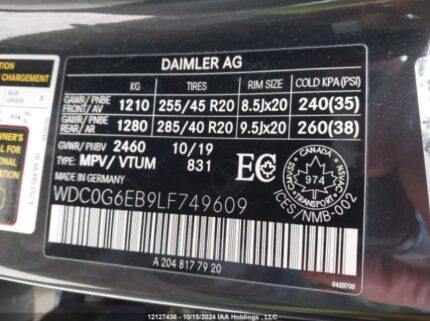 WDC0G6EB9LF749609 2020 MERCEDES-BENZ