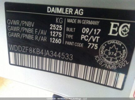 WDDZF8KB4JA344533 2018 MERCEDES-BENZ
