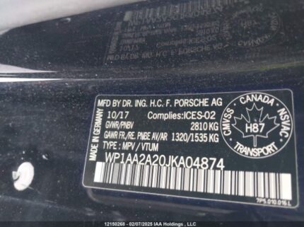 WP1AA2A20JKA04874 2018 PORSCHE
