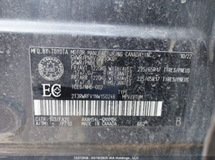 2T3RWRFV1NW150246 2022 TOYOTA