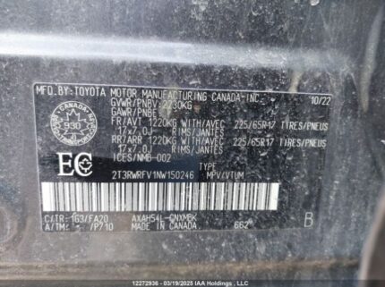 2T3RWRFV1NW150246 2022 TOYOTA