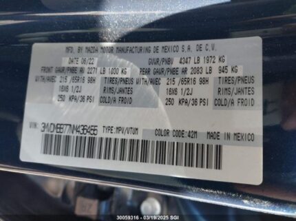 3MVDMBB77NM436455 2022 MAZDA