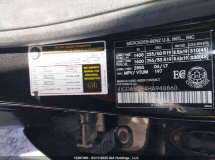 4JGDA5GB4HA948860 2017 MERCEDES-BENZ