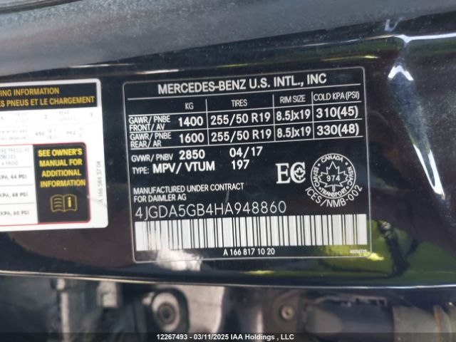 4JGDA5GB4HA948860 2017 MERCEDES-BENZ