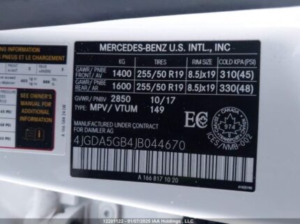 4JGDA5GB4JB044670 2018 MERCEDES-BENZ