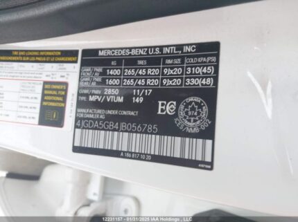 4JGDA5GB4JB056785 2018 MERCEDES-BENZ
