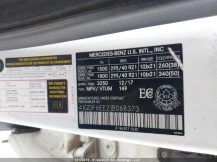 4JGDF6EE2JB068373 2018 MERCEDES-BENZ
