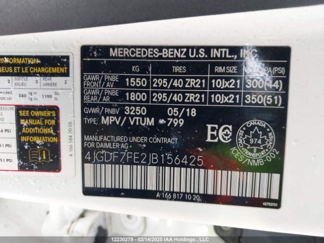 4JGDF7FE2JB156425 2018 MERCEDES-BENZ