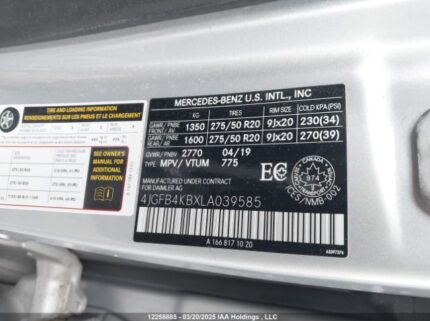 4JGFB4KBXLA039585 2020 MERCEDES-BENZ