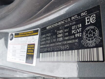 55SWF4KB1JU278695 2018 MERCEDES-BENZ
