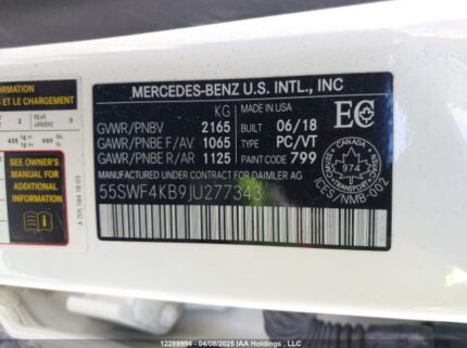 55SWF4KB9JU277343 2018 MERCEDES-BENZ