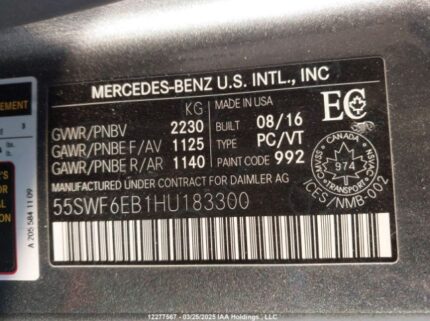 55SWF6EB1HU183300 2017 MERCEDES-BENZ