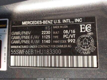 55SWF6EB1HU183300 2017 MERCEDES-BENZ