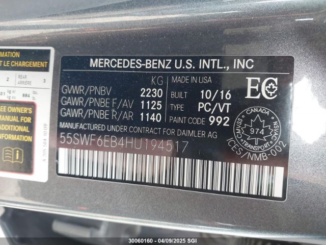 55SWF6EB4HU194517 2017 MERCEDES-BENZ