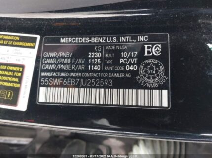 55SWF6EB7JU252593 2018 MERCEDES-BENZ