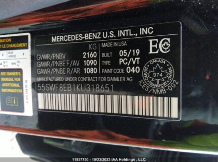 55SWF8EB1KU318651 2019 MERCEDES-BENZ