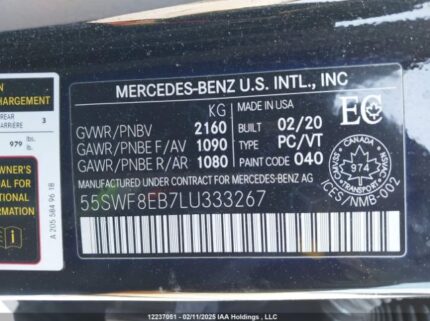 55SWF8EB7LU333267 2020 MERCEDES-BENZ
