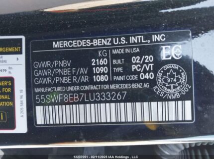 55SWF8EB7LU333267 2020 MERCEDES-BENZ