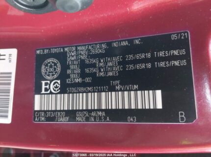 5TDGZRBH2MS121112 2021 TOYOTA