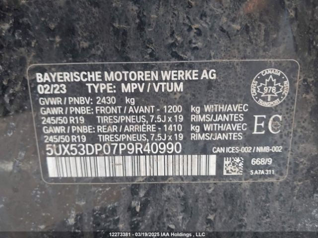 5UX53DP07P9R40990 2023 BMW