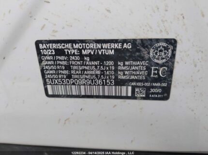 5UX53DP09R9U36153 2024 BMW