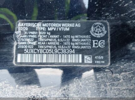 5UXCY8C05L9C38394 2020 BMW
