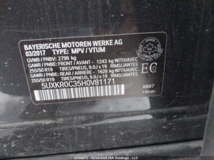 5UXKR0C35H0V81171 2017 BMW