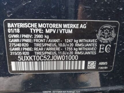5UXKT0C52J0W01000 2018 BMW