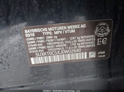 5UXKT0C5XJ0W02640 2018 BMW