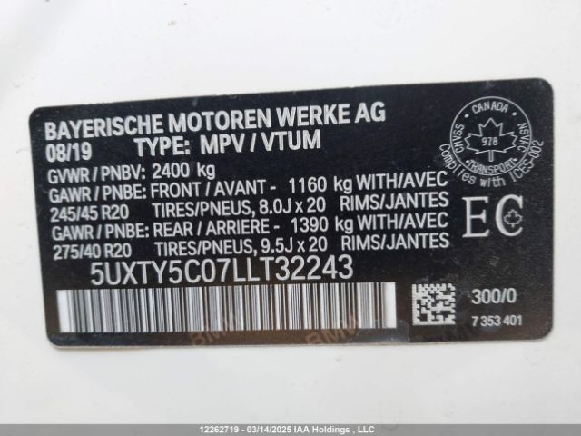 5UXTY5C07LLT32243 2020 BMW