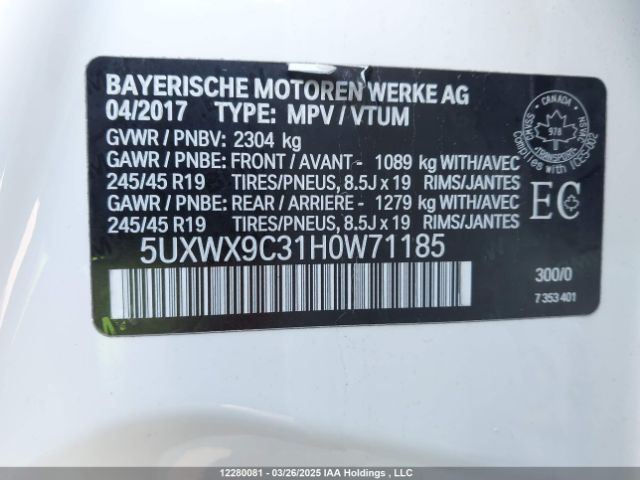 5UXWX9C31H0W71185 2017 BMW