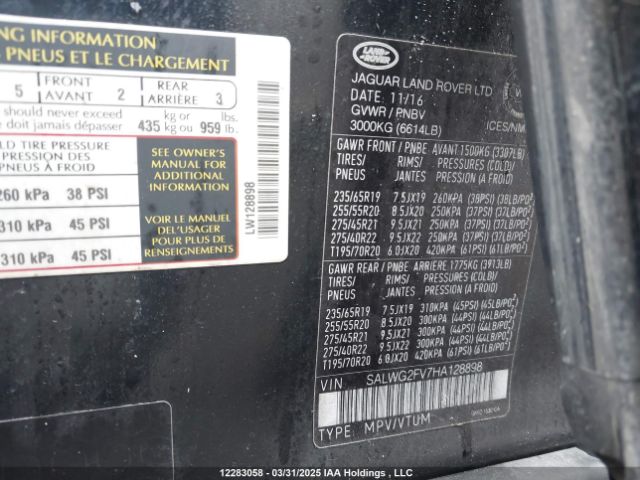 SALWG2FV7HA128898 2017 LAND ROVER