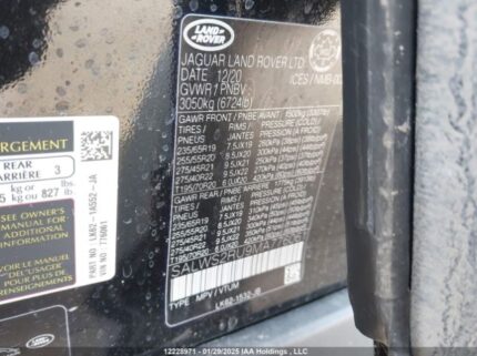 SALWS2RU9MA776061 2021 LAND ROVER