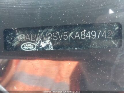 SALWV2SV5KA849742 2019 LAND ROVER