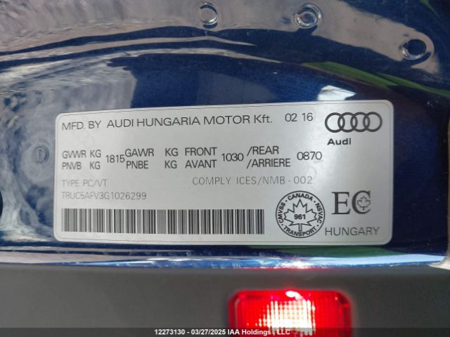 TRUC5AFV3G1026299 2016 AUDI