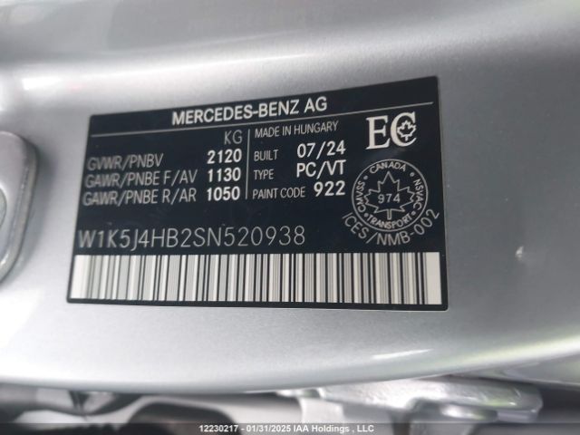 W1K5J4HB2SN520938 2025 MERCEDES-BENZ