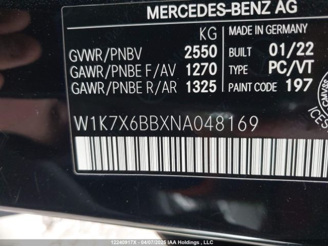 W1K7X6BBXNA048169 2022 MERCEDES-BENZ