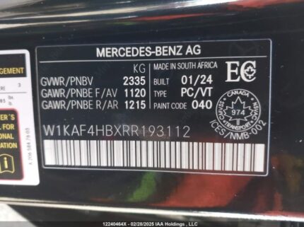 W1KAF4HBXRR193112 2024 MERCEDES-BENZ