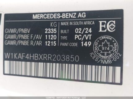 W1KAF4HBXRR203850 2024 MERCEDES-BENZ