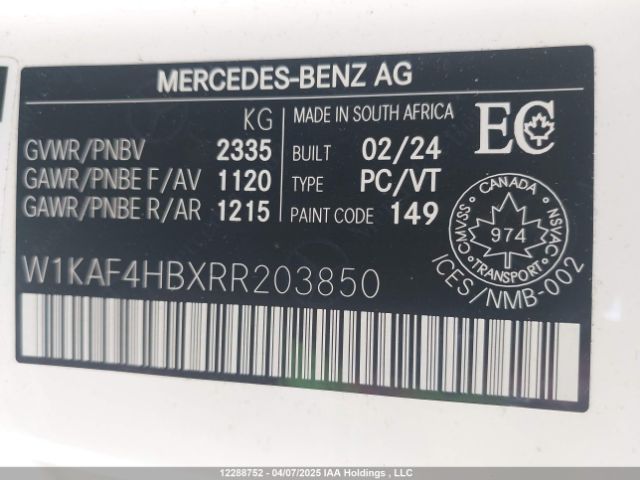 W1KAF4HBXRR203850 2024 MERCEDES-BENZ