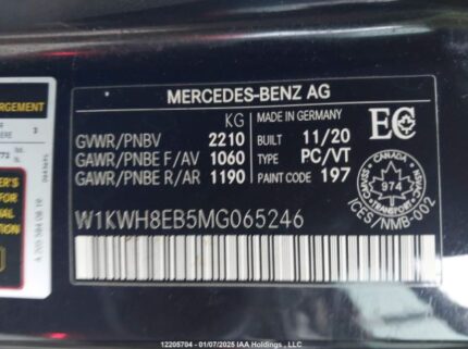 W1KWH8EB5MG065246 2021 MERCEDES-BENZ