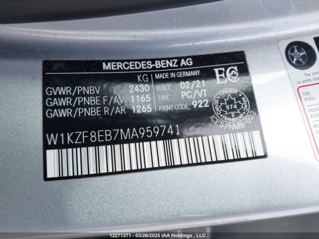 W1KZF8EB7MA959741 2021 MERCEDES-BENZ