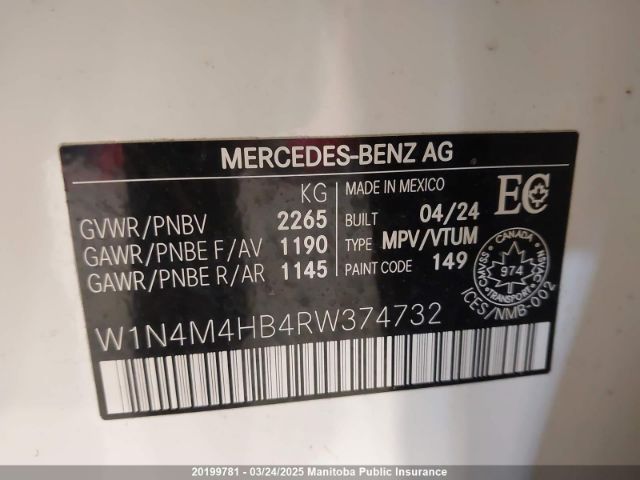 W1N4M4HB4RW374732 2024 MERCEDES BENZ