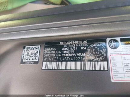 W1NYC7HJ4MX419216 2021 MERCEDES-BENZ