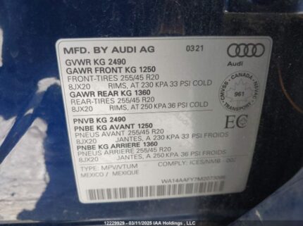 WA14AAFY7M2073096 2021 AUDI